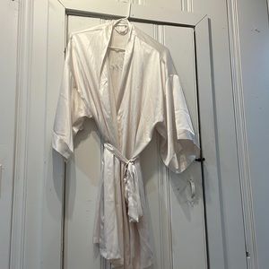 White with blue script bride robe. Victorias Secret.